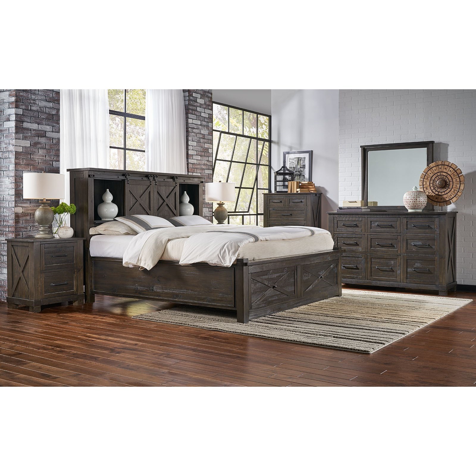 Bed with bookcase shop footboard